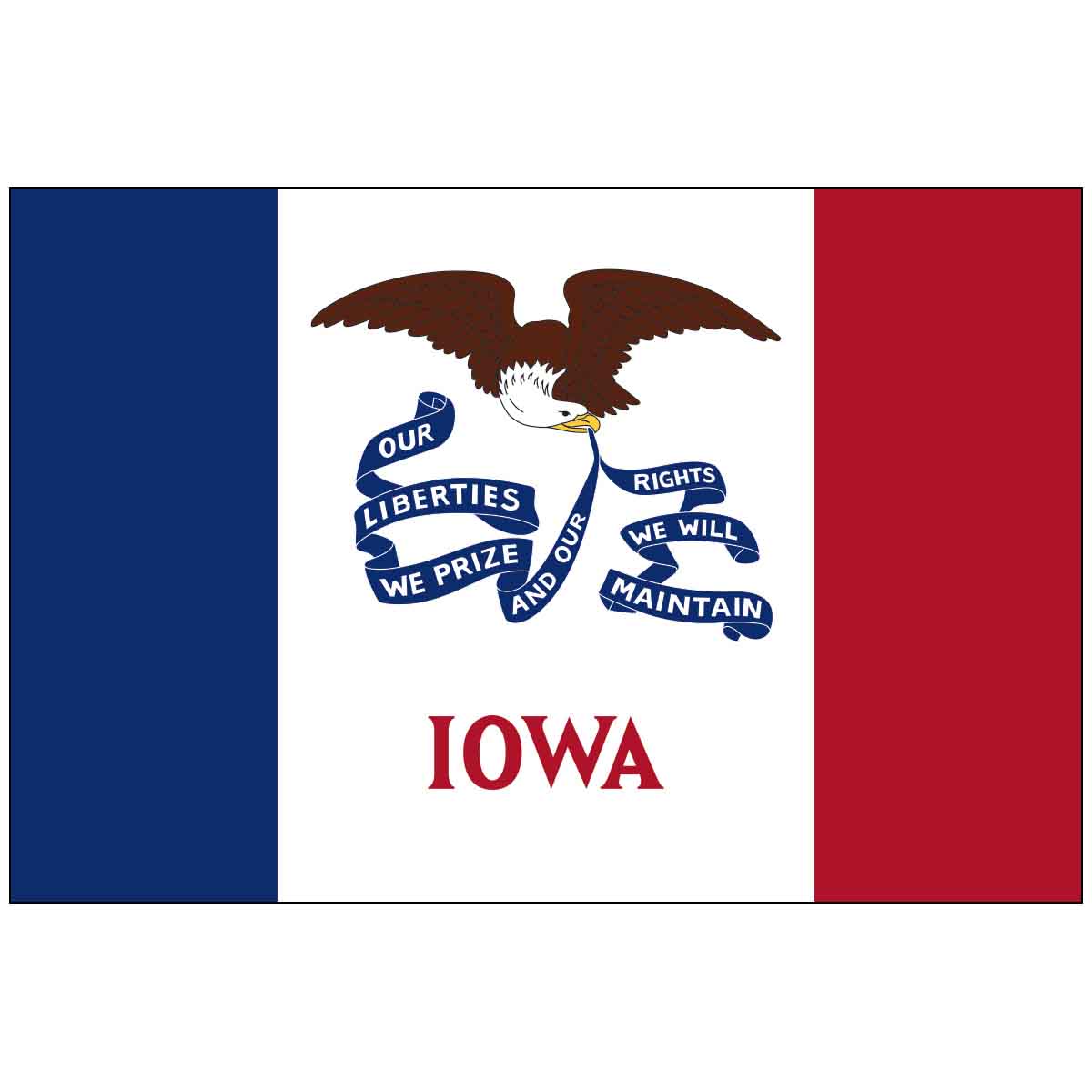 Iowa 4" x 6" Mounted State Flag