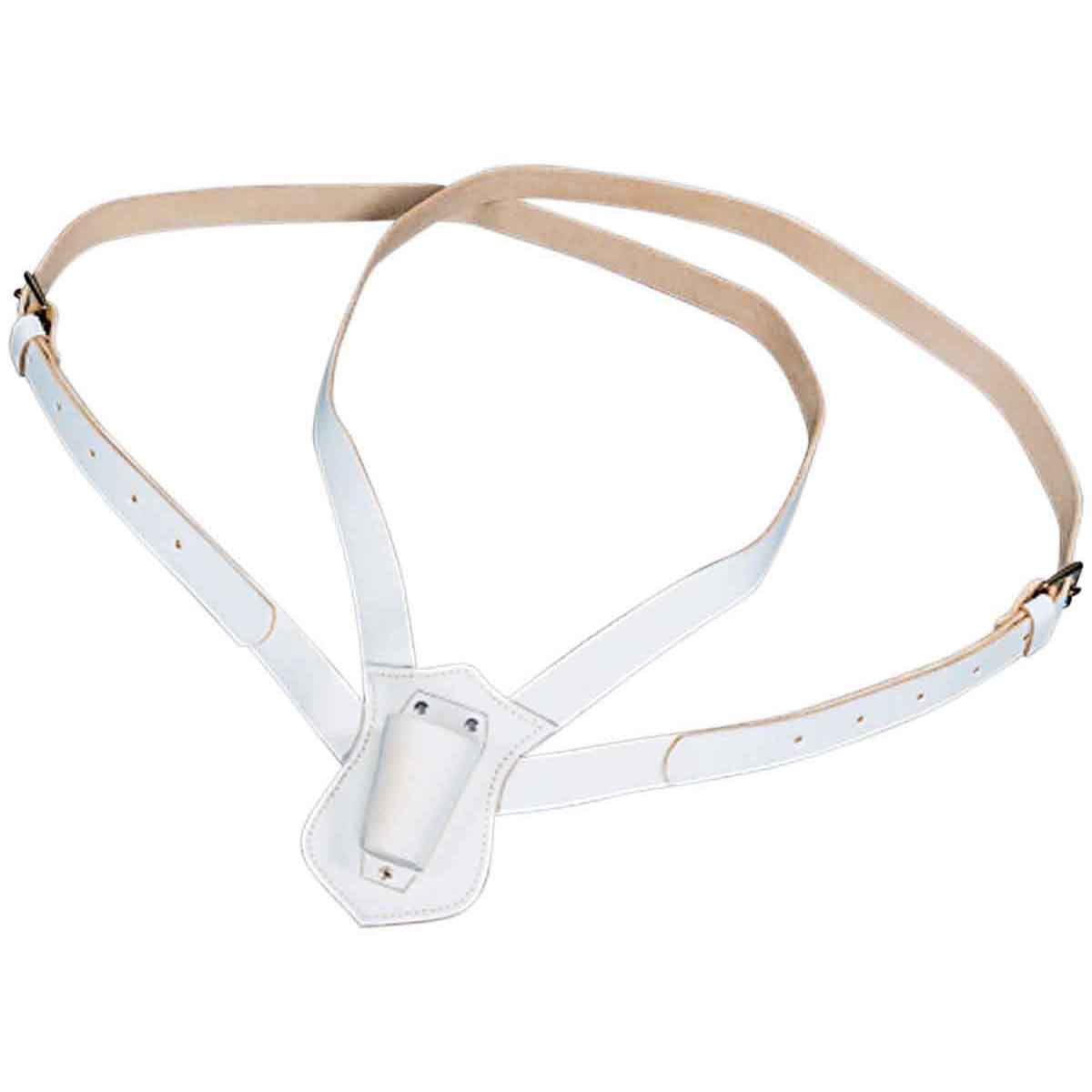Double Strap Leather Carrying Belts, available in black or white.
