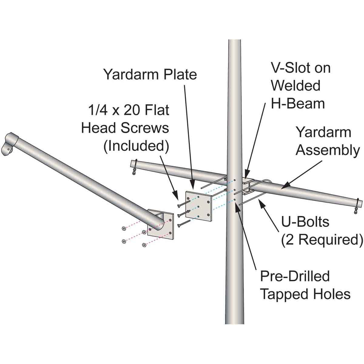Single Mast Nautical Series with Yardarm & Gaff - Bronze Anodized