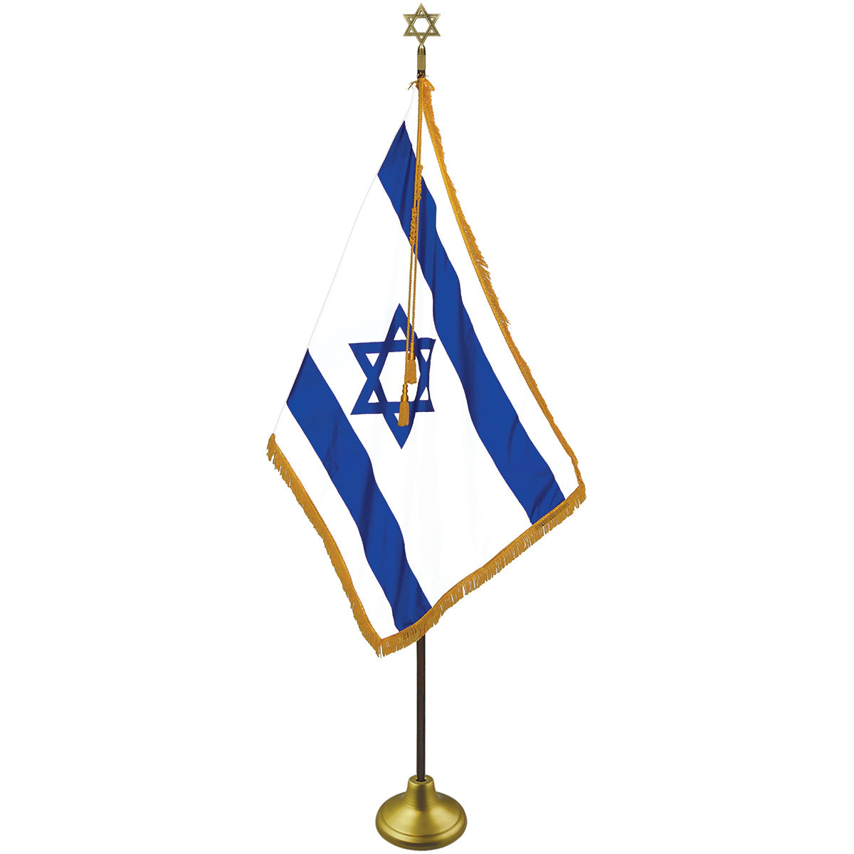 Israel (Zion) Deluxe Nylon Flag Set with Gold Aluminum Poles