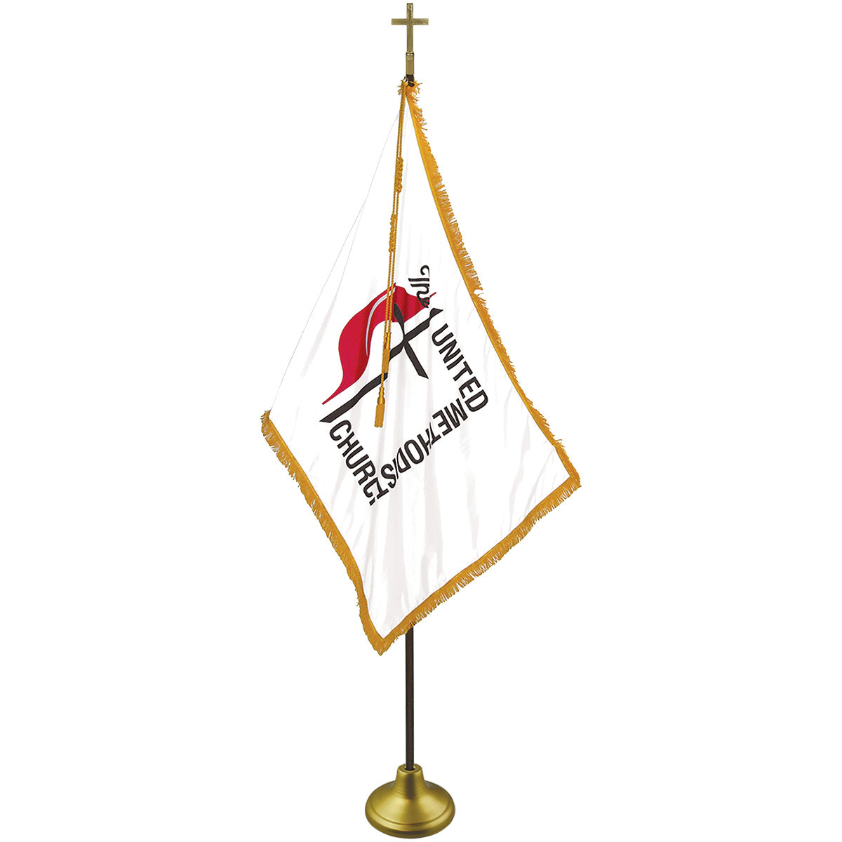 United Methodist Deluxe Nylon Flag Set with Gold Aluminum Poles