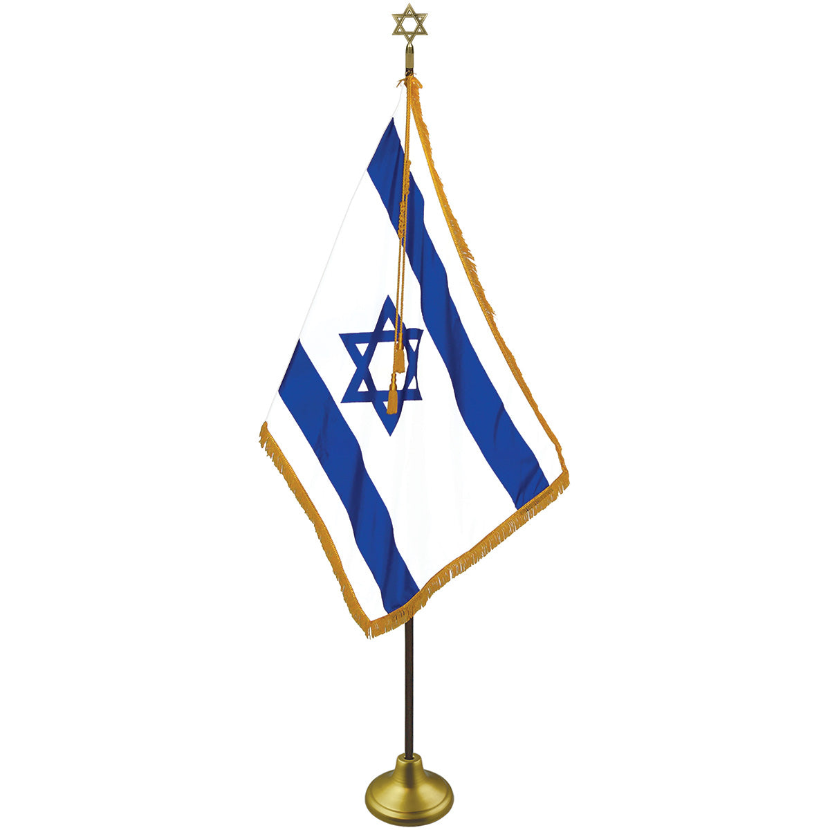 Israel (Zion) Deluxe Nylon Flag Set with Gold Aluminum Poles