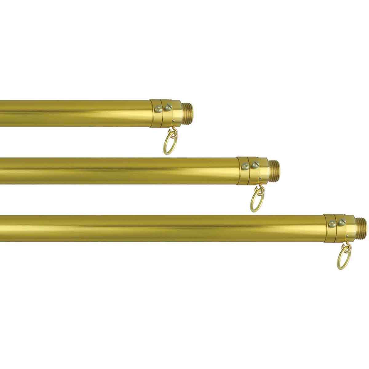 Adjustable Aluminum Flagpole, adjusts to any height between 6' and 10', available in shiny gold anozided finish